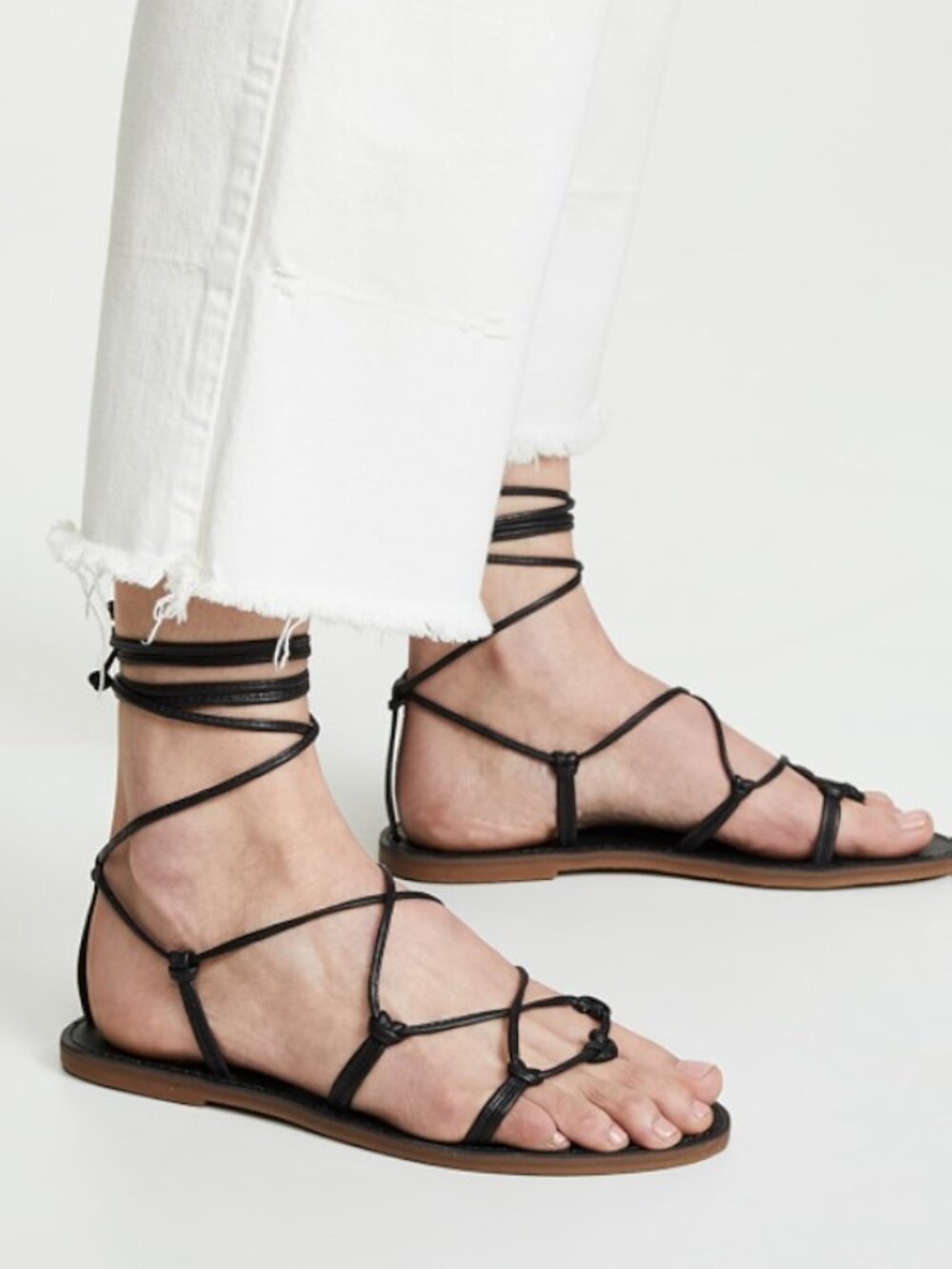 Madewell The Boardwalk Lace-Up Sandal – True Black, Size 8.5 (8H Medium)